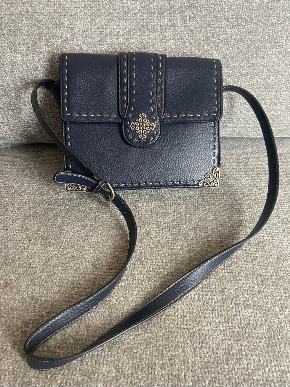 Women's Navy Crossbody Bag with Decorative Hardware